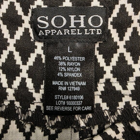 SOHO Apparel Ltd. Pencil Skirt Size L Pull On Black White Textured Knee Length - Picture 5 of 9